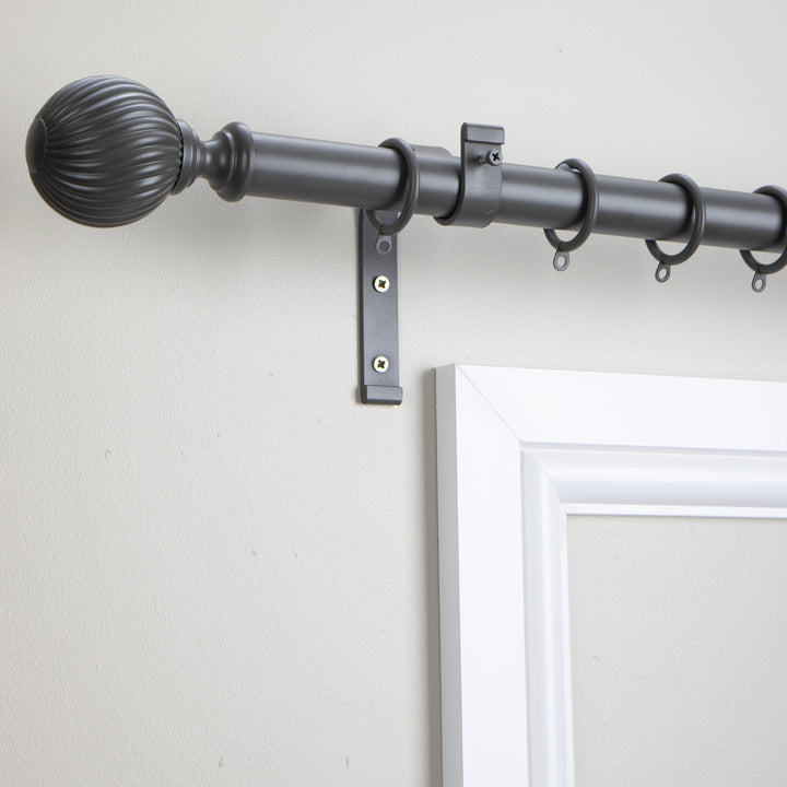 Metal Curtain Pole Kit with Swirl Ball finial